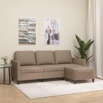 Vidaxl 3-Osobowa Sofa Z Podnóżkiem, Cappuccino, 180 Cm, Sztuczna Skóra