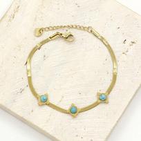 Women's Stainless Steel Snake Chain Bracelet with Vibrant Natural Stones - Fresh, Creative Design
