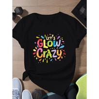 Let s Glow Crazy Women's Plus Size Sports Short Sleeve T-Shirt S