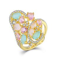 Exaggerated European & American Zircon Fashion Closed Finger Ring Size 54 EU