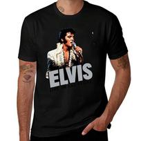 Unisex's Short Sleeve T-Shirt Vintage Rock 'n' Roll King Live In Las Vegas Neon Graphic Tee S