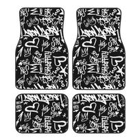 Graffiti Pattern Print Car Floor Mats Non-Slip Carpets Rugs Front & Rear Car Foot Mats Set of 4 Pieces Auto Accessories Decor