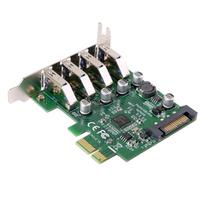 NFHK Low Profile 4-Port PCI-E to USB 3.0 Hub PCI Express Expansion Card Adapter 5Gbps for Motherboards