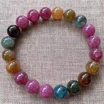 Vibrant Brazilian Tourmaline Bracelet: Raw Stone Beads for Luck, Prosperity & Fortune for Women Beads approx. 6mm