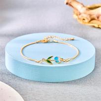 Korean Light Luxury Tulip Flower Bracelet Vintage Aesthetics Enamel Colorful Flower Charm Bracelets for Women Party Jewelry Gift