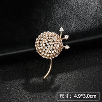 Korean New Metal Dandelion Brooch Rhinestone Flower Lapel Pin Fashion Men's Suit Shirt Badge Brooches for Women Accessories Gift