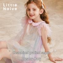 Little Naive Girls' Dreamy Gradient Sequin Princess Dress 130