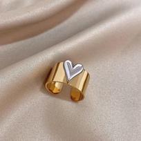 Gold&Silver Love Heart Opening Ring Stainless Steel Finger Ring Heart Shaped Ring  Valentine's Day