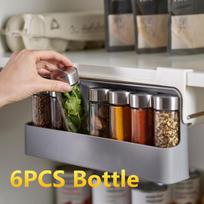 Namų virtuvė Lipni prie sienos po lentyna Prieskonių laikymo priemonė Prieskonių butelių laikymo lentyna Virtuvės saugykla Sandėlyje 6pcs Bottle