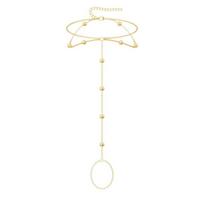 New Fashion Metal Beaded Y-Shaped Finger Chain Anklet for Women Simple Gold Color Tassel Ankle Beach Jewelry Accessories