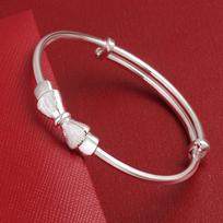 2025 Hong Kong Style Frosted Sterling Silver Bow Bracelet for Women 999 Pure Silver