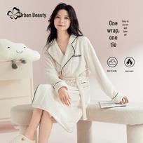 Women's Thickened Coral Fleece Robe 2XL