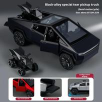 1:36 Cybertruck žaislai Visureigis Metalinis modelis Automobilis Paplūdimio motociklas Pomėgis Kolekcionuojamas Gimtadienio dovana berniukui juoda