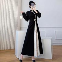 Spring Autumn Neo-Chinese Style Retro Modified Qipao Long Skirt National Style High-End Fashion Dress Women's Clothing M