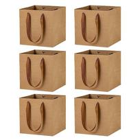 6-pack Kraft Paper Bag, Exquisite Bonsai Packaging Shopping Bag, Brown