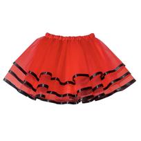 3-Layer Mesh Red Ladybug Tutu Skirt with Inner Lining for Girls