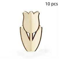 10 PCS Creative Wooden Rose Chips Funny Tulip Painting Crafts Mother's Day Gifts  Party Decoration 10pcs  StyleB
