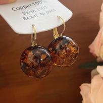 Vintage Crystal Ball Drop Earrings for Women Girls Exquisite Transparent Gold Foil Round Earrings Wedding Jewelry Accessories