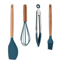 Blue Kitchen Cooking Utensils Set Non-stick Cookware Heat-resistant BPA-free Cooking Tools Stirring Kitchen Tool Set 4pcs-A