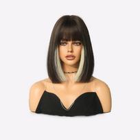 JK Bob Wig with Straight Bangs - Ear-Length Hair Wig for Cosplay & Daily Use, Lightweight Full Cap 33cm