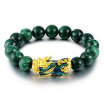 Feng Shui Green Jade Wealth Pixiu Auksinė apyrankė Lucky Jewelry 1pcs