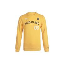 Adidas Neo Varsity Logo Print Knit Sweater Men Sweatshirt Yellow GJ8949 L