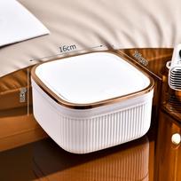 Mini Desktop Bin with Lid Light Luxury Press Trash Can Desktop Waste Basket Countertop Makeup Tabletop Trash Can Garbage Can