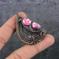 Mosaic Jasper Handmade Copper Wire Wrap Jewelry Pendant 2.25  A8w76