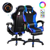 Žaidimų kėdė su „Bluetooth“ suderinamais garsiakalbiais ir RGB LED apšvietimu Ergonomiška masažinė kompiuterio kėdė su reguliuojamu aukščiu