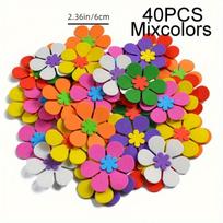 40pcs Vibrant Foam Flower Stickers - Self-Adhesive Rubber Flowers for DIY Crafts & Art Projects, Flower Wall Stickers
