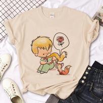 Animacinis Mažasis Princas Marškinėliai Moterims Harajuku Marškinėliai Mergaitei 2000-ųjų Drabužiai Unisex Viršutiniai Drabužiai Streetwear Moteriški Apvalios Kaklo Marškinėliai Moteriški S