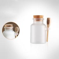 100ml Scrub Bath Salt ABS Bottle with Wooden Lid Spoon Cork Storage Stopper Bottle Frosted Seal Jar