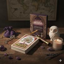 Mistiškas Lenormand kortų kaladė, spausdinta ant 350 gsm dvipusio įspaudimo kartono, 9*6 cm, 36 kortos mėlyna