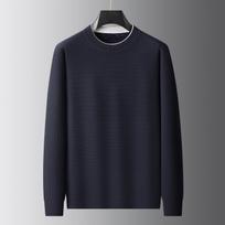 Men's Fleece-Lined Round Neck Knit Sweater: Warm Plus Size Base Layer for 2025 Autumn/Winter 6XL