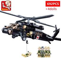 692 VNT Karinis UH-60L Medicininės Evakuacijos Sraigtasparnio Statybiniai Blokeliai Juodojo Vanago Sraigtasparnio Modelio Plytelės Rinkiniai Vaikams Savadarbiai Žaislai Atostogų Dovana No box