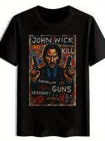MenS John Wick Inspired Graphic TShirt Action Movie Tee with Guns Explosions Gym Casual Attire Machine Washable Summer Top S