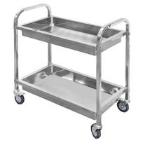 Nerūdijančio plieno 2 lentynų gilus „Mega-M“ padavėjo vežimėlis P-95 cm G-50 cm A-95 cm N