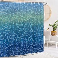 Blue simple mosaic pattern Shower Curtain, Bathroom Decorative Shower Curtain, Waterproof Shower Curtain with Hooks 90x180cm-35x70in
