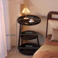 Bedside Cabinet for Home Use, Small Antique Creative Small Round Table Three Story Bedroom Bedside Storage Rack juoda