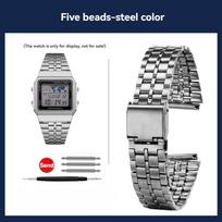 Skirta Casio A158 A159 A168 A158W f91w LA-680 Nerūdijančio plieno apyrankė AE1200 AE-1300 W-218 Mažas kvadratinis laikrodis metalinė apyrankė 18mm 18mm