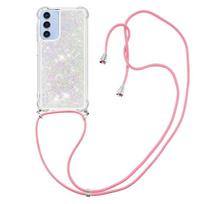 Kaklo dirželis Bling Blizgučiai Skysto Silikono Dėklas Samsung Galaxy S25 S24 S23 S22 S21 Plus Ultra S25 FE Atsparus Smūgiams Dangtelis Case & Strap&Galaxy S20 FE