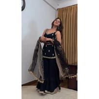 Party Look Party Wear Paksiatni Plazzo Suit Indain Bollywood Salwar Kameez Dress M