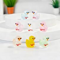 Glow 10/20Pcs In Dark Resin Duck Figurines With Heart Sunglasses Valentine Gift I Love You Decor For Fairy Garden