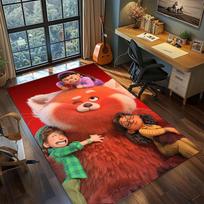 Turning Red Vibrant Red Panda  Rug Carpet Large Area Rug Non Slip Washable Floor Mat Gamer Room Bedroom Home Decor 60x90cm