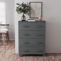 Vidaxl Komoda Hamar, Ciemnoszara, 79X40X103,5 Cm, Lite Drewno Sosnowe