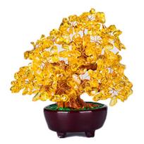 Dirbtinis laimės pinigų medis 18cm Sėkmės medis Bonsai Klestėjimo Feng Shui medis Namams Yellow