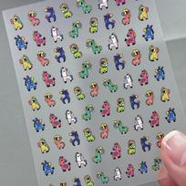 Cute Cartoon Pony Nail Stickers New Year Firework Design Year Of The Horse DIY Manicure Decor Decals