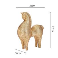 Golden Horse Statue Resin Handicraft Chinese-style Retro Tang Horse Figurine Realistic Animal Gold Foil Home Decoration