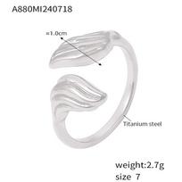 European Style Ribbed Open Finger Ring: Creative Design in 18K Gold-Plated Titanium Steel for Women Size 7