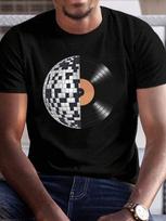 Disco Ball And Vinyl RecoJIAN Printed Unisex's Versatile Casual Short-Sleeved T-Shirt S
